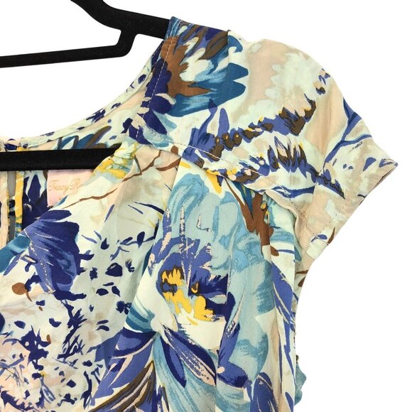 Tracy Reese Resort Silk Size S Floral Cap Sleeve Mini Dress Draped Front Sheath - Picture 10 of 11